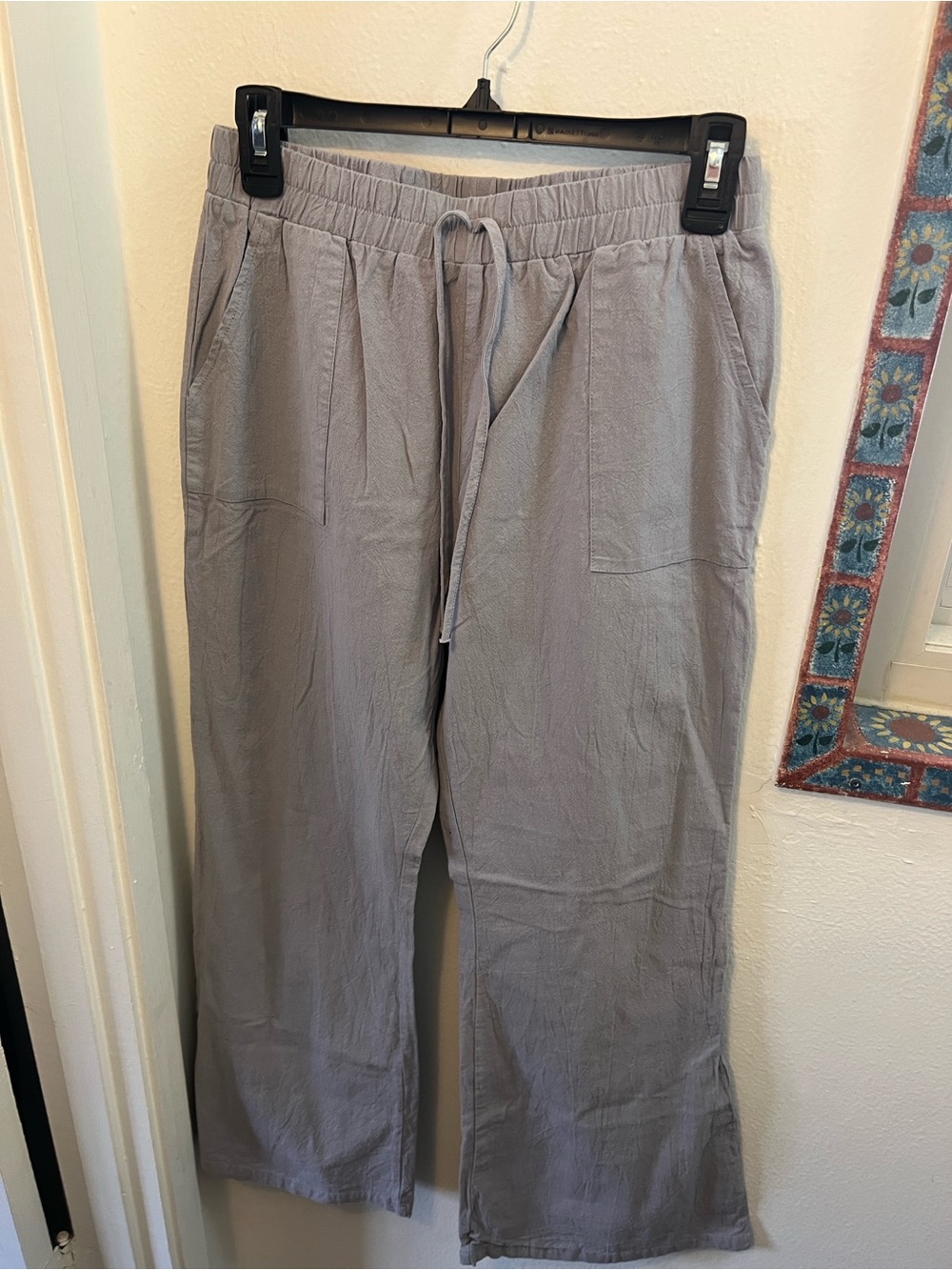 Women's Wide Leg Drawstring Pants - Gray